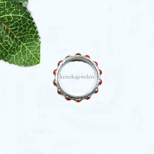 Anillo Unisex de Plata de Ley 925 de Krittika Jewelers con Gema de Coral Natural en Engaste de Bisel, Estilo Bohemio, para Aniversario de Bodas - Product Image 4