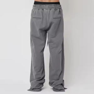 กางเกงสเวตเตอร์ผู้ชายสำหรับฤดูใบไม้ร่วงกางเกงวินเทจผ้าเปียกปานกลางดีไซน์ลำลองขากว้างเอวกลาง - Product Image 4