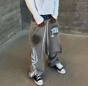 Venta al por mayor ácido lavado pantalones de chándal de los hombres de alta calidad pantalones de chándal con bolsillos logotipo personalizado pantalones de chándal para los hombres - Product Image 4