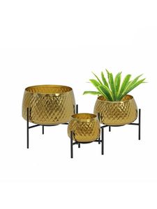 Maceta de metal dorado con soporte para restaurante, hotel, decoración del hogar al mejor precio de la India - Product Image 6