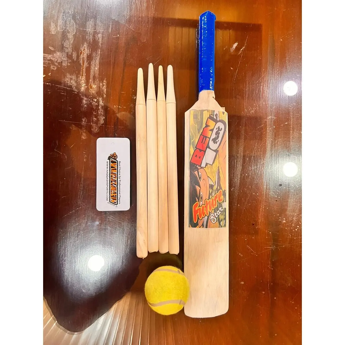 Kids Zone Salgueiros Populares Cricket Bat com Wicket Set & 1 Bola de tênis para Cricket Bat Ball Stumps Set