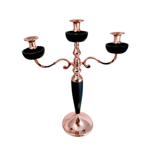 Chandelier lanterne en métal élégant support en bois à 3 bras pour décorations de célébrations de Pâques de mariage à la maison - Product Image 1