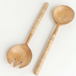 Servidores de ensalada de madera de mango hechos a mano Utensilios de madera sostenibles Utensilios de cocina Comedor Vajilla ecológica - Product Image 2