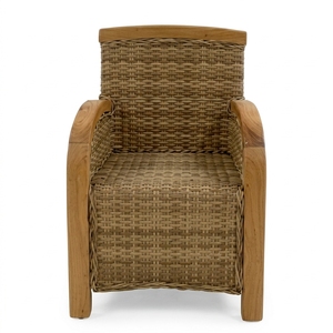 Silla Infantil de Madera de Teca Natural y Ratán Sintético, Muebles para Cuarto de Juegos, Asiento Infantil para Guardería, Sillón Miniatura en Forma de Caja - Product Image 1