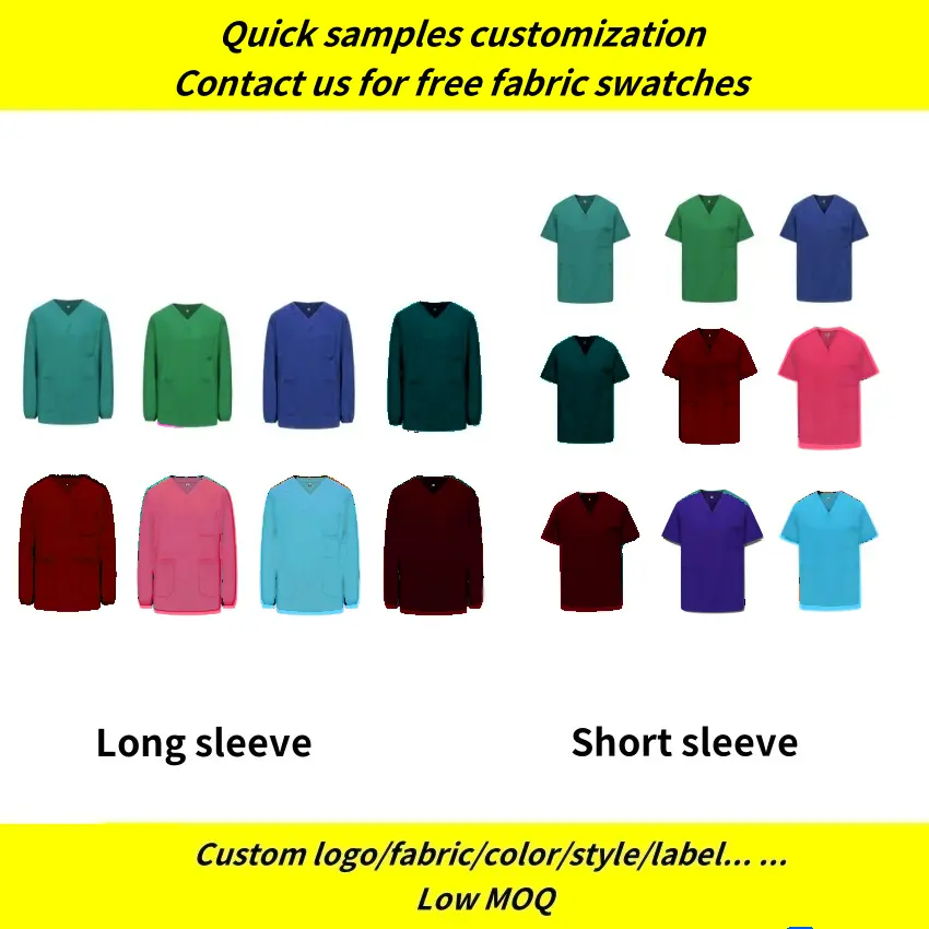 2024 logotipo personalizado tejido impermeable spandex enfermera Hospital traje tops conjuntos de enfermería uniformes de hospital médico para mujeres