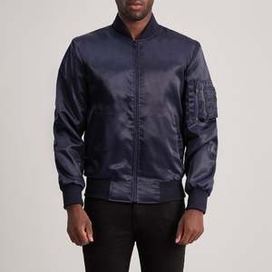 Blouson Bomber MA-1 Bleu Imperméable Zippé Vintage Streetwear Motif Brodé XS Printemps Décontracté Aviateur Spandex - Product Image 1