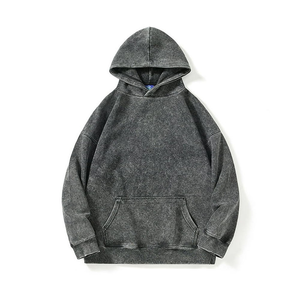 Sudadera con capucha personalizada teñida lisa con estampado de lavado ácido de invierno para hombre con etiqueta personalizada 100% sudaderas con capucha Premium baratas al por mayor - Product Image 2