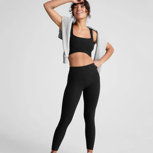 Nuevo diseño personalizado conjuntos de Yoga para mujer negro Top Jogging conjunto de 2 piezas ropa de mujer Fitness gimnasio Yoga de talla grande chándales para mujer - Product Image 1
