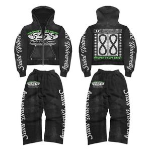 Conjunto de chándal de alta calidad personalizado 2026 con bolsillo lateral con capucha y cremallera y efecto de desvanecimiento del Sol de piedra serigrafía de alta calidad - Product Image 2