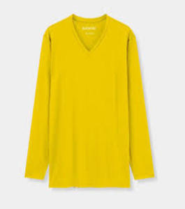 Camiseta lisa de algodón en blanco 100% de alta calidad con cuello en V y manga larga, camiseta blanca transpirable para hombres - Product Image 1