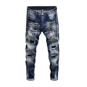 Jeans de Mode de Haute Qualité pour Hommes Logo et Design Personnalisés Jeans pour Tenue Décontractée Prix Raisonnable Confortable Logo Personnalisé OEM - Product Image 1