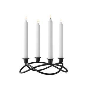 Elegant <b>black</b> iron candle holder with sophisticated Baroque detailing and premium artistic craftsmanship - Product Image 2