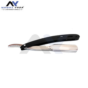 Rasoirs de barbier noirs et argentés, rasoirs droits pour barbe, outil de coupe aiguisé pour des rasages impeccables, système de verrouillage pivotant, personnalisation de la marque - Product Image 4