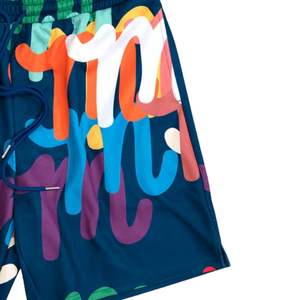 Shorts en maille graphique colorés en gros, shorts de sport pour hommes en polyester sublimé vibrant, streetwear - Product Image 2