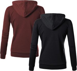 Elegante Sudadera ligera con cremallera y manga larga hecha a mano de algodón y poliéster chaqueta con capucha para mujer ribetes acanalados puños - Product Image 3