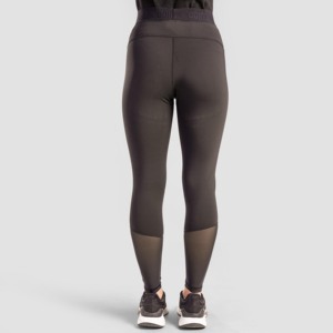 All in Ladies Casual High-Waist Breathable Seamless Knitted Spandex and Nylon Leggings with Logo Pattern Charcoal Color - Product Image 3