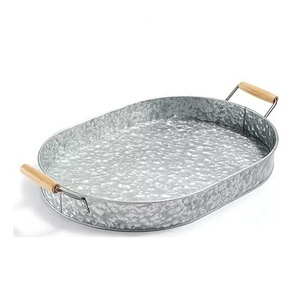 Bandeja de Servir de Hierro Galvanizado Resistente Hecha a Mano con Diseño de Asa Recortada, Decoración Tradicional Ecológica para el Hogar, Personalizable - Product Image 5