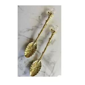 Creative Leaf Design Gold <b>coffee</b> spoons <b>Set</b> Artistic Stainless Steel Dessert & Tea Spoon <b>Set</b> - Product Image 1