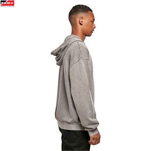 Sudadera con capucha de invierno lavada con ácido personalizada en blanco OEM fabricante 100% sudaderas con capucha de hombre lavadas vintage transpirables de alta calidad de lana de algodón - Product Image 6