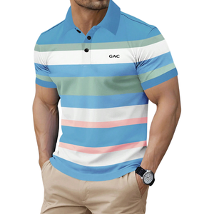 Camiseta de Punto para Hombre, Rayas Azul Cielo, Verde y Blanco, Manga Corta, Transpirable, Secado Rápido, Ligera, Informal, para Golf, Tenis, Verano, Talla XL - Product Image 1