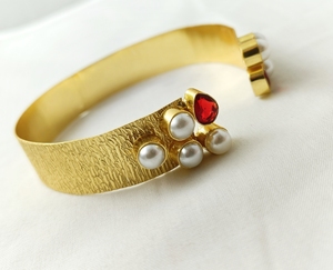 Bracelets en laiton plaqué or pour femmes, faits à la main, avec pierres précieuses, en quartz et pierres précieuses, pour les mariages - Product Image 3