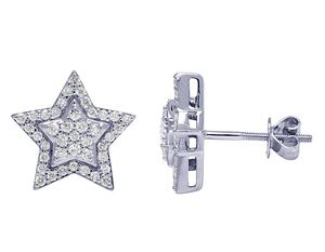 Pendientes de tuerca de diamante cultivado en laboratorio con forma de estrella diseñados en oro de 10 quilates perfectos para mujeres con estilo - Product Image 3
