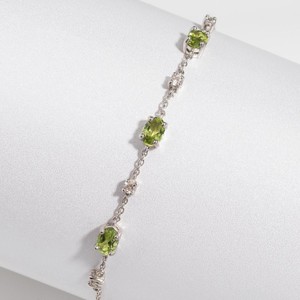Pulsera de tenis de peridoto verde lima con gemas y cadena de plata de ley 925 para mujer, piedra de nacimiento de agosto, brillo intenso - Product Image 2