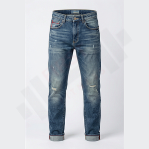 Pantalones Vaqueros Anchos de Mezclilla para Hombre, Estilo Vintage 2025, Personalizados, con Parches, Lavados, de Pierna Recta, Talla Grande, con Botones, 100% Algodón - Product Image 1