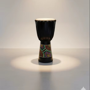 SOLOBEAT - Instrumento de Percusión Profesional, Djembé Negro de Madera Contrachapada Hecho a Mano, Címbalos Artísticos de Gong - Product Image 1