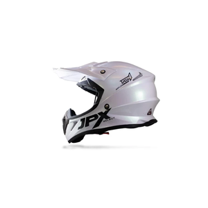 Casco JPX Fox1 Cross Supermoto en blanco perla sólido brillante, diseñado para una comodidad superior y un rendimiento audaz. - Product Image 1