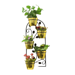 Decoración del hogar de calidad superior Metal dorado Interior Exterior maceta de pared flotante planta Vintage jardín apilable soporte de planta de hierro - Product Image 4