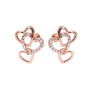 AJRETAIL ต่างหูเพชรทรงหยดน้ำรูปหัวใจสามดวง |   0.22 กะรัต |   สี HI คุณภาพ VS-SI |   ได้รับการรับรองจาก IGI |   ของขวัญสำหรับทุกเพศ - Product Image 2