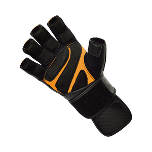 Gants de sport en cuir demi-doigts, paume antidérapante, évacuation de l'humidité, sangle de poignet réglable pour la salle de sport, les entraînements en plein air (unisexe) - Product Image 5