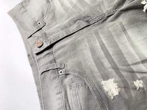 Shorts en jean taille haute pour femmes, fermeture à boutons, respirant, lavage clair, style décontracté, coupe régulière - Product Image 4