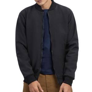 High Quality Casual Autumn Stand Collar Men's <b>Windbreaker</b> Bomber Jacket Plus Size 100% Polyester Waterproof <b>Black</b> Front - Product Image 1