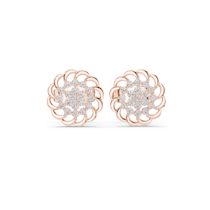 Boucles d'oreilles florales en diamant de laboratoire 0,18 CT pour femmes, clarté VVS-VS EF, or 18 carats, 14 carats, 10 carats et argent 925, rose, jaune, blanc - Product Image 3
