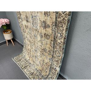 Alfombra Turca Vintage, Alfombra de 3.6x7.1 pies, Alfombra con Bordes Azules - Product Image 2