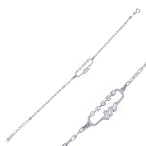 Rectangle Design Baguette <b>Charm</b> Bracelet Turkish Wholesale Handmade 925 Sterling Silver Jewelry - Product Image 6