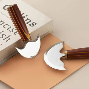 Cuchillo Cortador de Cuero Duradero con Mango de Madera Maciza, Cuchillo de Cuero de Borde Curvo para Corte Profesional de Artesanía - Product Image 5