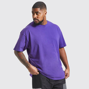 T-shirt à épaules tombantes 100% coton de haute qualité T-shirt surdimensionné à manches courtes sérigraphié T-shirt de couleur violette - Product Image 6