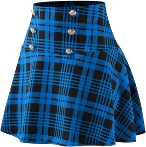 Tartan Zipper Sexy School Girls Pleated Plaid Natural Waist Slim Fit Loose Breathable Eco-Friendly Polyester/Cotton A-line <b>Skirt</b> - Product Image 4