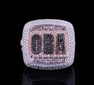 925 Sterling Silver <b>Custom</b> Letter <b>Ring</b> Round Cut Moissanite Diamond Rhodium Plated Hip Hop Luxury Statement <b>Ring</b> For Unisex Wear - Product Image 1