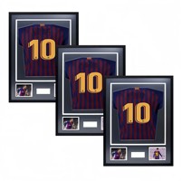 Bingkai Foto Jersey Bingkai Sepak Bola Kustom Messi 10 Tanda Tangan Olahraga Kayu Modern Embossing Transparan Hitam Kenang-kenangan