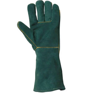 Gants de soudage doublés verts Gants de soudage de meilleure qualité Gants de travail pour hommes en cuir de vache fendu Prix de gros - Product Image 3