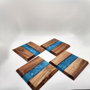 ชุดที่รองแก้วไม้และเรซินอีพ็อกซี่ GARDEN-THEMED สูงถาดรองแก้วแบบมีสไตล์ - Product Image 5