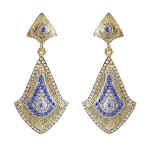 Pendientes colgantes finos Kriaa, piedra azul austriaca con baño de oro, modelo 1302118 - Product Image 1