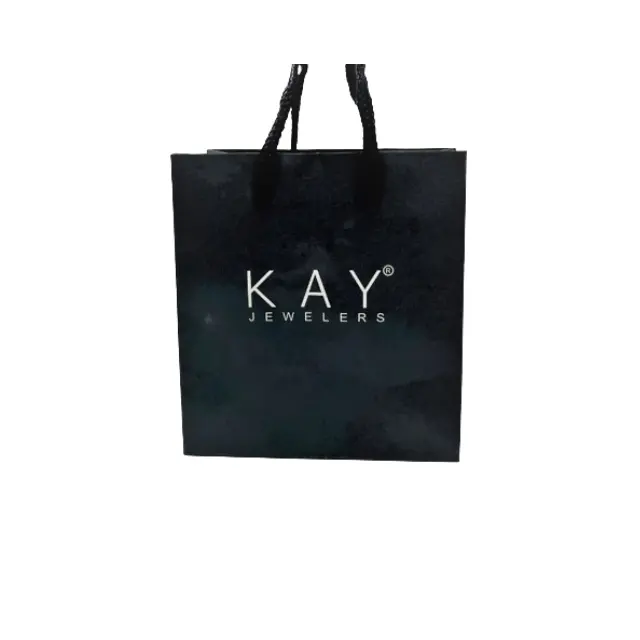 Luxury Clothing Retail Bag Packing Black Gift Bag Shopping Packaging Paper Bags With Cotton Handles For Jewelry