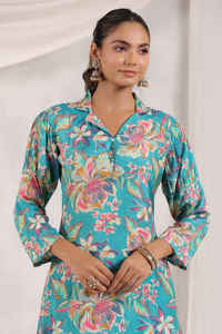 Imprimé floral Dames Soie Vêtements Réguliers En Gros Dhoti Kurti Co-Ord Ensemble Au Meilleur Prix Belle Collection D'été Personnalisé - Product Image 5