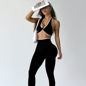 Conjunto de Yoga para mujer, ligero, transpirable, cómodo, a prueba de golpes, Sujetador deportivo, mallas de cintura alta para levantar glúteos, nueva tendencia sólida - Product Image 2