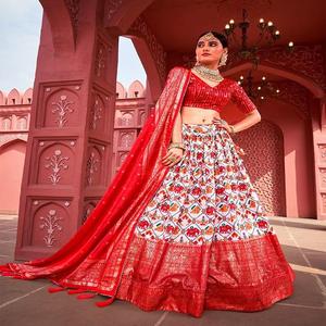 Nouveau 2025 Designer Dola Soie Entièrement Cousu Lehenga Choli Patola Imprimer Feuille Travail Patta Avec Dupatta Inde Exporte Qualité - Product Image 1